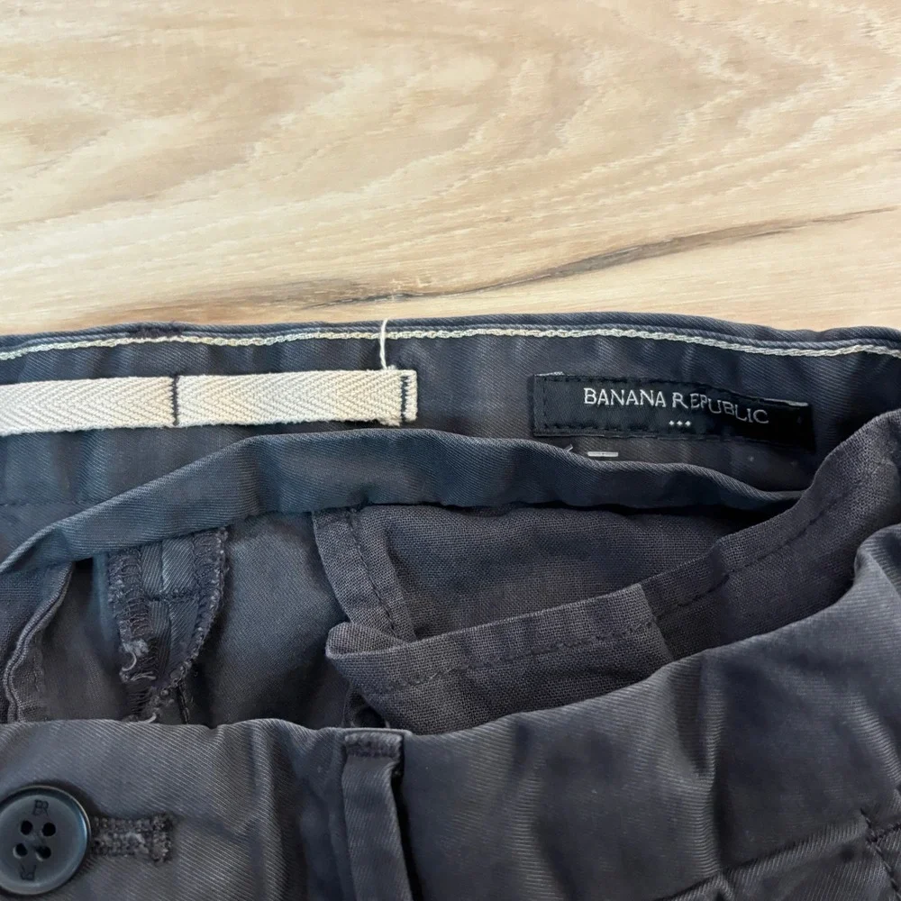 Banana Republic Lived In Chino Pants‎ Mens 30x32 Slim Fit Gray Flat Front